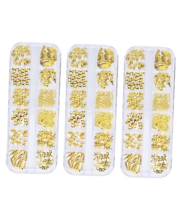 Healeved 3 Boxes Nail Decor Metal Flower Barrettes for Women Baby Silicone Shower Brush Rose Gold Spider Vein Nail Art Decoration Nail Gel Nail+polish Nail Art Ornaments Accessories Tool