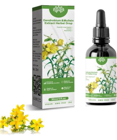 Clearbreath Extrait de dendrobium et de muleine soutien pulmonaire nettoyage et respiration essence de sant pulmonaire base de plantes gouttes d'haleine claire base de plantes (1 pi ce) 1 Pi ce.