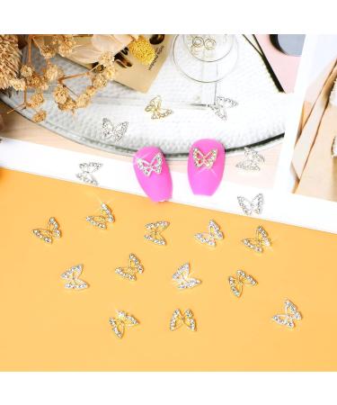 Gjinxi 20 Pcs 3D Butterfly Nail Charms Metal Butterflies Shape Nail Gems Charms for Nails Nail Rhinestone Decorations Supplies for Nail Art DIY Crafts Design (Gold Silver) - Buy Online on GoSupps.com