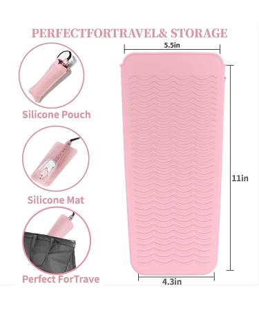 Hair Iron Mat Pouch | Heat Resistant Silicone Mat for Flat & Curling Irons | Portable Travel Cover for Hot Hair Styling Tools (Pink - Buy Online on GoSupps.com