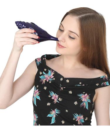 Qimacplus Leak Proof Ceramic Neti Pot - Non-Metallic, Comfortable Grip - Natural Sinus Relief - Microwave & Dishwasher Friendly - Blue - Buy Online on GoSupps.com