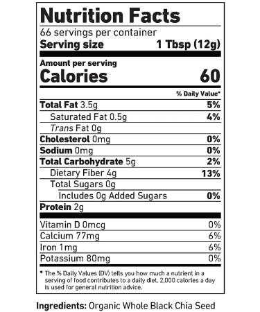 Simpliful Organic Whole Black Chia Seed 28oz - Ready-To-Eat IntegriPure 1.75lb - Pack of 1 - Buy Online on GoSupps.com