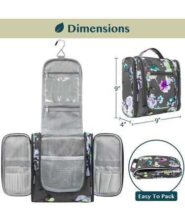 Pavilia Hanging Toiletry Bag | Travel Organizer for Toiletries & Cosmetics | Medium Floral Grey - Buy Online on GoSupps.com
