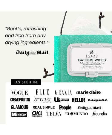 Rinse-Free Bamboo Bathing Wipes | 28 pcs | Large Wash Cloths for Fresh Skin | Hydrating with Aloe Vera & Vitamin E | Vegan & Biodegradable - Buy Online on GoSupps.com
