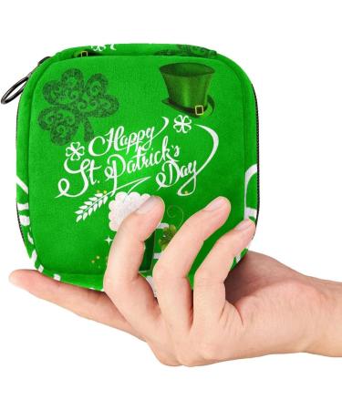 St. Patrick's Day Menstruation Pad Bag with Zipper | Women's Napkin & Tampon Collection Bag - Cloverleaf Design - Buy Online on GoSupps.com