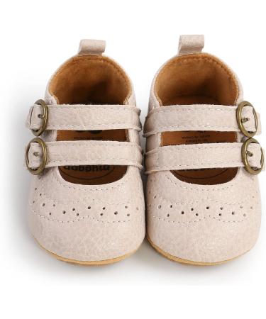 Baby Anti-Slip First Walking Shoes - PU Leather Toddler Sneakers for 12-18 Months with Sock, Beige - Buy Online on GoSupps.com