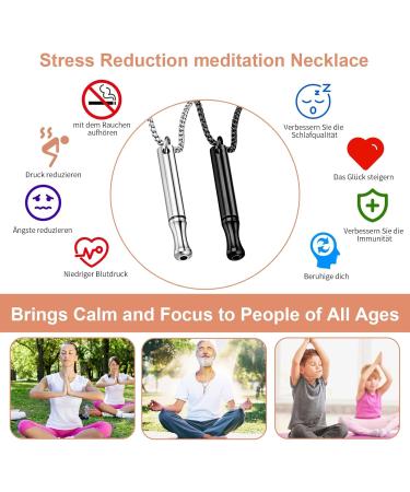 Shop Omlalayi 5-Part Stress Relief Set - Stainless Steel Breathing Necklace & Anxiety Rings for Mindfulness - Buy Online on GoSupps.com