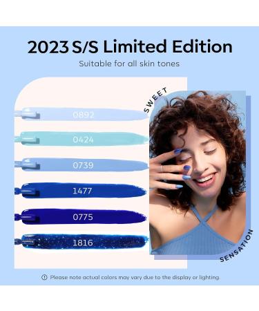 Modelones Blue Gel Nail Polish Set 6 Colors Royal Blue Sky Blue Glitter Navy Blue Nail Gel Polish Kit Light to Dark Shades Soak Off Gel Nail Art Salon Design Home Manicure Holiday Gifts for Women Girls - Buy Online on GoSupps.com