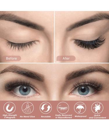 Magnetic Eyelashes with Eyeliner Kit - 6 Pairs 3D Natural Look Reusable False Lashes - Long Lasting Magnetic Liner - Includes Mirror Box and Professional Tweezers - No Glue Needed - Buy Online on GoSupps.com