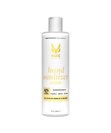 Muse Health Fragrance Free Hand Sanitizer - 62% Alcohol - Contains Moisturizing Vitamin E and Essential Oil - Kills 99.9% of germs in 15 seconds 8 oz (Pack of 1) Fragrance Free 8 Fl Oz (Pack of 1)
