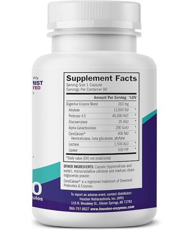 Houston Enzymes Zyme Prime 90 Capsules - Digestive Support with Lactase for Carbohydrates  Fats & Lactose Intolerance | Relieves Gas & Bloating - Buy Online on GoSupps.com