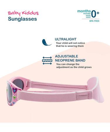 Kiddus Baby Sunglasses for Newborn to Toddler | Ages 0 months-2 years | UV400 Protection | Hearts Pattern - Buy Online on GoSupps.com
