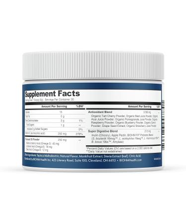 BIOHM Super Kids Superfood Powder + Probiotics - Berry Blast | 30 Servings | Gluten Free Dairy Free Non-GMO No Artificial Ingredients - Buy Online on GoSupps.com