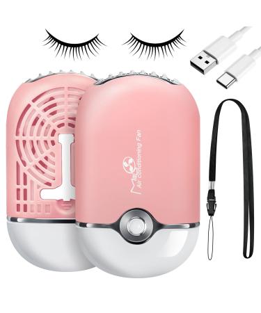Geisofu USB Mini Portable Fans Rechargeable Electric Bladeless Air Conditioning Refrigeration Blower Dryer Fan for Eyelash Extension (Light pink)