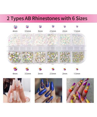 BISHENGYF 4700 Pcs Nail Art Gems Set - AB Rhinestones & Colourful Crystal Round Flatbacks with Pickers - Buy Online on GoSupps.com