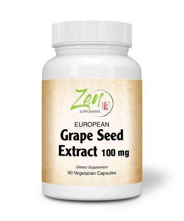 Grape Seed Extract 100mg Strength - European Grape Seed Extract Standardized to 80% OPC for Powerful Antioxidant & Inflammation Support - Best Grape Seed Extract -Non-GMO & Gluten Free 90-Vegcaps