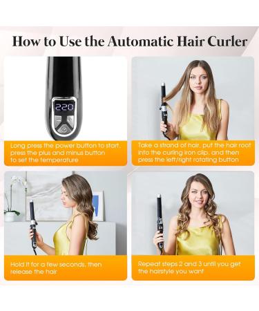 Hair Curler Automatic Curling Iron: 1.1inch Waver Hair Tool with 30s Instant Heat - Rotating Curling Wand Black - Buy Online on GoSupps.com