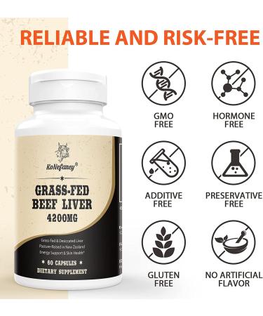 Grass Fed Beef Liver Capsules 4200mg - Heme Iron, Protein, Vitamin A & B12 - New Zealand 120 Capsules (Pack of 2) - Buy Online on GoSupps.com