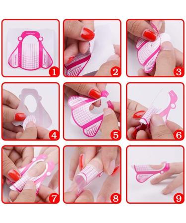 Nail Templates (600 pcs) | Self-Adhesive Gel Nail & Extension Stencils - Golden & Pink | Perfect for Artificial Fingernail Modeling - Buy Online on GoSupps.com