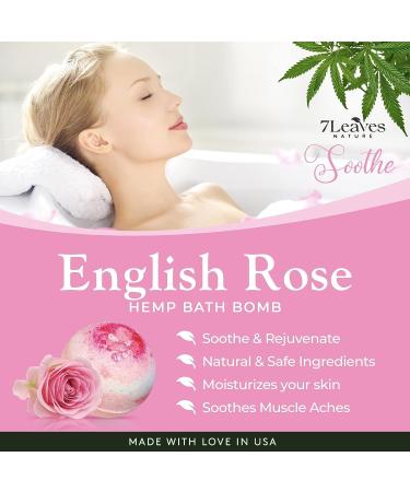 7Leaves Nature Hemp Bath Bomb - English Rose | Large 6oz All-Natural Fizzies for Skin Moisturizing and Relaxing Bubble Bath | Perfect Gift for Birthday, Mother's Day, Valentine's, Anniversary, Christmas - Buy Online on GoSupps.com