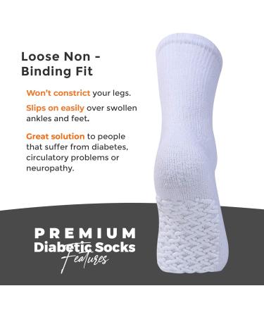 Diamond Star Anti Skid Non Slip Gripper Socks 6 Pack Grey - Size 10-13 - Diabetic & Hospital Crew Socks for Men and Women - Buy Online on GoSupps.com