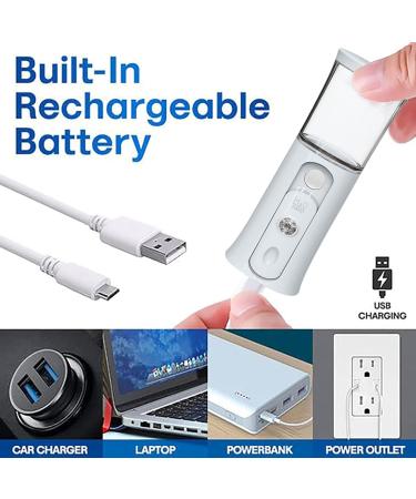 Aufquwk Portable Face Mister | Handheld Nano Mister | Handy Nano Mist Sprayer with Colorful Light Rechargeable Cool Mist Sprayer for Home Travel White - Buy Online on GoSupps.com