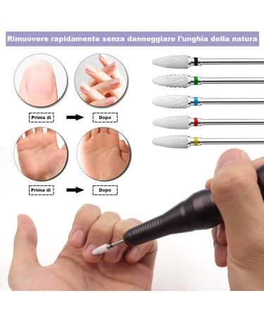 Fantexy Ceramic Nail Drill Bits Set - Professional Corn Shape Acrylic Nail File Bits for Manicure Pedicure - 3/32'' Shank, Cuticle Gel Nail Polishing - 5 Pcs Set - Buy Online on GoSupps.com