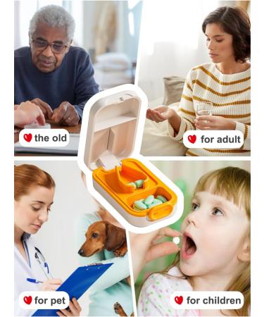 Small Pill Cutter Splitter for Tiny Pills | Safe & Easy Open Close | Professional White Orange - Buy Online on GoSupps.com