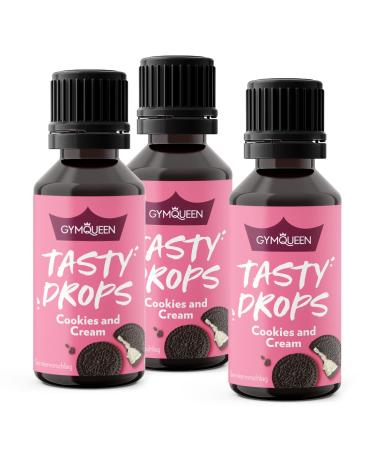 GymQueen Tasty Drops Cookies & Cream 3x30ml Flavour Drops without calories Cookies & Cream 30 ml (pack of 3)