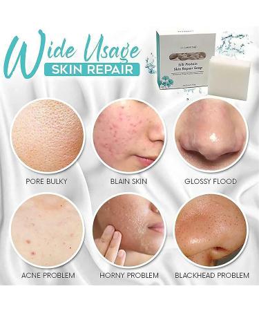 Silk Protein Skin Repair Soap | Goat Milk & Oil Control Cleansing Soap | Natural Skin Lightening & Acne Moisturizing Bar (1 Pcs - Buy Online on GoSupps.com