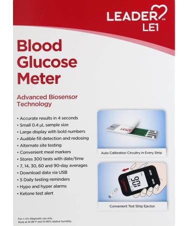 LEADER Blood Glucose Meter - No Coding Fast & Accurate Results for Adults & Kids 12+ Compatible with LEADER Test Strips - Buy Online on GoSupps.com