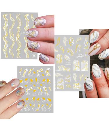 Marble French Nail Art Stickers - Self-Adhesive Blue Line Pattern - 12 Sheets - Buy Online on GoSupps.com
