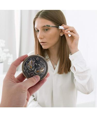 Lurrose Vintage Foldable Mini Makeup Mirror - Portable Metal Round Dual Sided Vanity Mirror for Women - Compact Travel Accessory - Buy Online on GoSupps.com