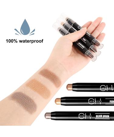BTremary Glitter Eyeshadow Stick 3PCS - Brown Gold Smokey Eye Makeup Pencil Set - Buy Online on GoSupps.com