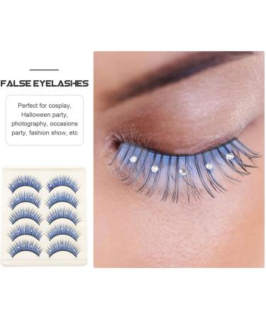 FRCOLOR 5 Pairs Soft Thick Lashes Soft Light Fake Lash Natural False Lashes with Color Handmade Eye Lashes Fake Lashes Natural Cosplay Lashes Blue Lashes With Diamond Fiber Eyelashes 5d - Buy Online on GoSupps.com
