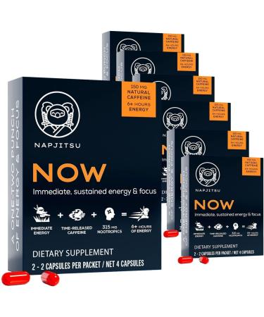 Now Energy Supplements Nootropics Brain Support Supplement - Slow Release Caffeine Pill, Brain Booster Energy Pills - Ginkgo Biloba - 14 Day Supply 4 Count (Pack of 7)