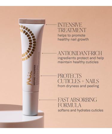 Mii Cosmetics Refine + Pamper Intensive Cuticle Cream | Cuticle Cream for Dry Cuticles Cuticle Softener & Nail Repair Treatment | Nail Care & Cuticle Care Essential for Healthy Nail Growth | 15ml - Buy Online on GoSupps.com