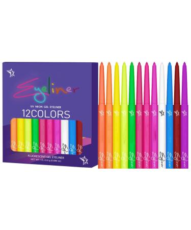 Color Liquid Eye Liner - Colorful Eyeliner Liquid Quick-Drying Eye Makeup Kit 12 Colors Highly Pigmented UV Fluorescent Eye Liner Waterproof Long-Lasting Festival Accessories for Parties