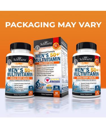 BioSchwartz Advanced 50+ Men's Multivitamin - 60 Veggie Capsules for Optimal Health - Buy Online on GoSupps.com