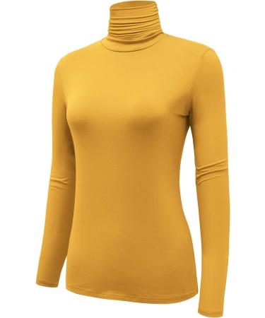 AUHEGN Women's Long Sleeve Lightweight Turtleneck Top X-Large Mustard - Buy Online on GoSupps.com