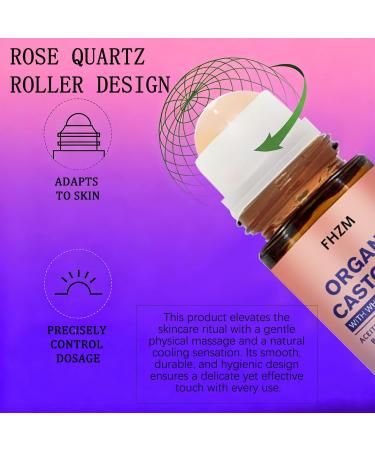 ZYGCDZ Organic Castor Oil Roll-On with Rose Quartz Roller Ball | 100% Pure & Cold-Pressed for Skin Eyebrows & Eyelashes | Hexane-Free Natural Moisturizer | 1.7oz (01) - Buy Online on GoSupps.com