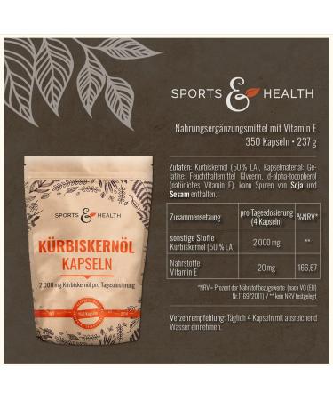 Premium Pumpkin Seed Oil Capsules - 350 High-Dose Softgels | 2000mg Daily with Vitamin E for Optimal Health - Buy Online on GoSupps.com