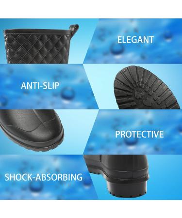 Women's Black Waterproof Mid Calf Rain Boots - Lightweight & Fashionable - Buy Online on GoSupps.com