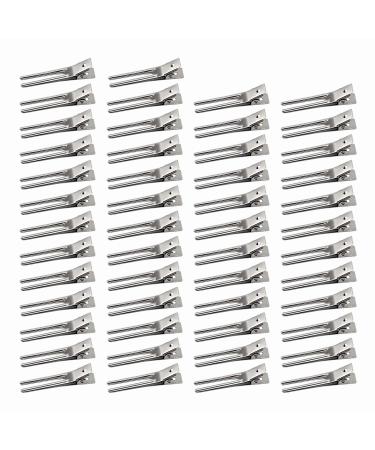 Ryalan 1.8 Inches Profession Hairdressing Double Prong Pin Curl Setting Section Hair Clips Metal Alligator Clips Silver Hairpins for Styling and Haircut (50 Pcs  Silver) 50 Count (Pack of 1) Silver