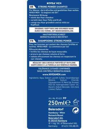 Nivea Men Strong Power Hair Care Shampoo 6 x 250 ml pack - Buy Online on GoSupps.com