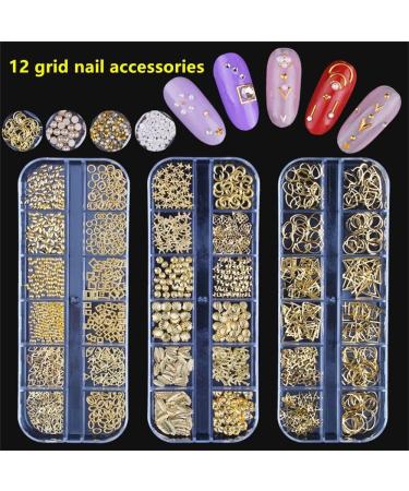 Fashion 3D Decoration Mixed Style Metallic Decor Gold Moon Star Beads Rivet Studs Mix Metal Nail Art Decoration(06) Style06 - Buy Online on GoSupps.com