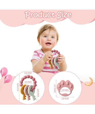 BWkoss 2Pcs Silicone Teething Toys - Pink Baby Wrist Teether Set for Infants & Toddlers, Key Paw Design - Baby Shower, Birthday, Valentines, Easter Gifts - Buy Online on GoSupps.com