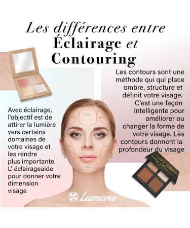 Highlighter Palette Makeup Illuminator Powder Bronzer Kit - With Mirror For Light to Medium Skin Tone - 4 Highly Pigmented Shimmering Colors - Vegan Hypoallergenic - Buy Online on GoSupps.com