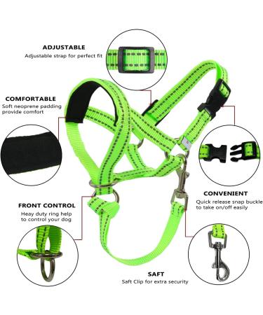 Premium Adjustable Dog Harness - Soft & Durable No-Pull Halter for Medium & Large Dogs - Training Guide Included - Medium Green - Buy Online on GoSupps.com