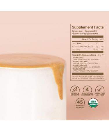 Organic Performance Mushroom Blend | Laird Superfood - Energy & Cognition | Chaga, Cordyceps, Lion's Mane, Maitake - 3.17 oz - Buy Online on GoSupps.com